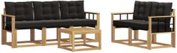 vidaXL - Salon d'angle - 5 places assises - Table incluse - Blanc et noir