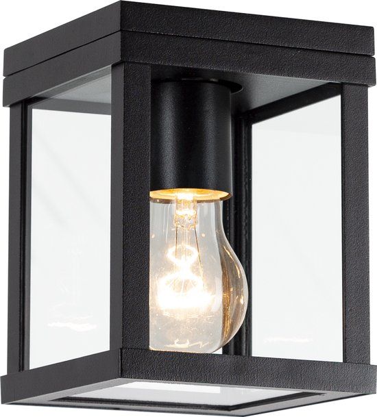 KS Verlichting Jersey Plafondlamp Zwart Aluminium Glas E27 IP44