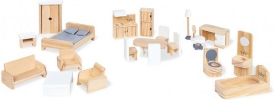 Pinolino Poppenhuis Meubels 20 Delig - Hout - Naturel