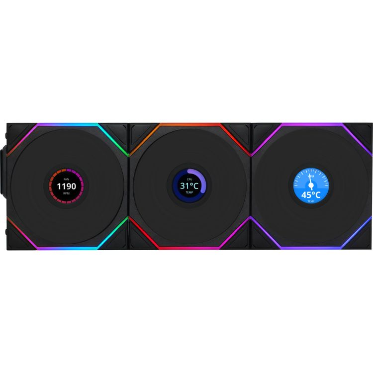 Lian Li UNI FAN TL Wireless ARGB Reverse Blade LCD Black 3-In-1