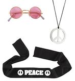 W WIDMANN MILANO Party Fashion 05856 - verkleedset hippie, hoofdband, bril, ketting, Flower Power, themafeest, carnaval