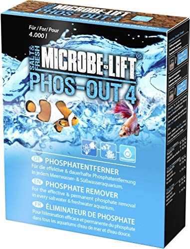 MICROBE-LIFT Phos-Out 4 filtermedium: fosfaatverwijderaar voor elk zeewater- en zoetwateraquarium, verwijdert fosfaat, silicaat, sulfide en gele stoffen, op ijzerhydroxidebasis, 312 g