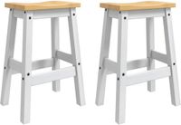 vidaXL Barkruk Wit en Honingwas Massief Grenen 63 cm