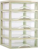 Plasticforte Ladeblokje/bureau organizer 5x lades - beige/transparant - L18 x B21 x H28 cm - plastic