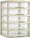 Plasticforte Ladeblokje/bureau organizer 5x lades - beige/transparant - L18 x B21 x H28 cm - plastic