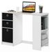 Bureau informatique, blanc/noir, dimensions 100,1 x 74,4 x 39,9 cm, fabriqué en panneaux de particules, 3 tiroirs