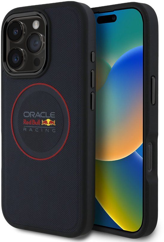 Red Bull Racing Meshed PU Leather Backcover MagSafe voor de Apple iPhone 16 Pro Max - Navy
