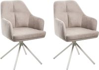 Beliani MIRA - Eetkamerstoel set van 2 - Taupe - Polyester