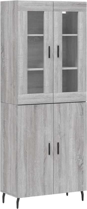 vidaXL Hoge kast 69,5x34x180 cm bewerkt hout grijs sonoma eikenkleurig