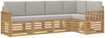 vidaXL Buiten bankenset 5 st Wit en Lichtgrijs Polyester