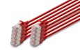 DIGITUS LAN-kabel Cat 6A – 0,5 m – 10 stuks – Slim – F/FTP – Rood