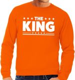 Bellatio Decorations Oranje The King sweater/trui voor heren - Oranje Koningsdag kleding - Maat L