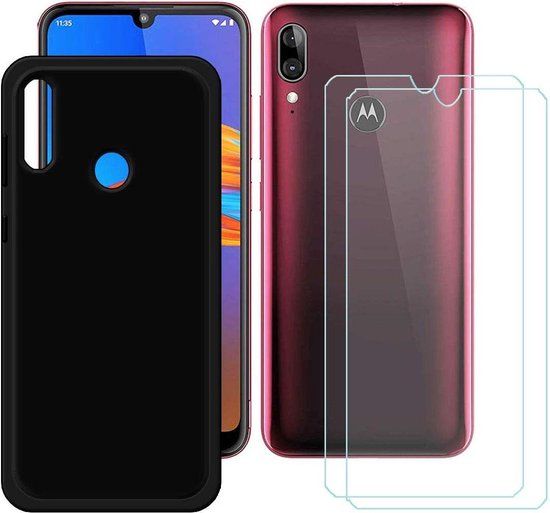 ZT Accessoires SoftCase Motorola Moto E6 Plus - Zwart - Siliconen + 2x Screenprotector
