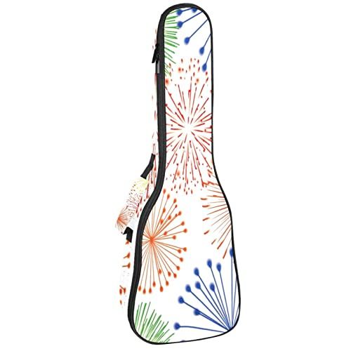Mersov Tenor Ukulele Gigbag Waterdichte Ukelele Case Gewatteerde Rugzak, Geweldig voor Sopraan Concert (21/23/24") Veelkleurige Vuurwerk Viering