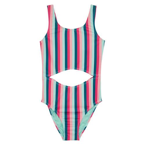 WE Fashion cut-out badpak roze/groen