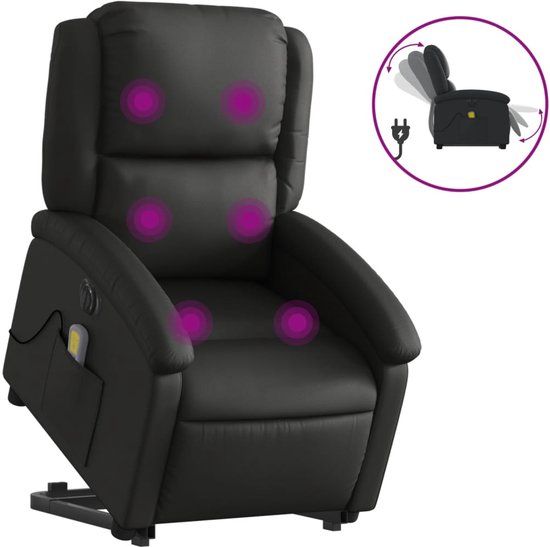 vidaXL Sta-op-massagestoel elektrisch echt leer zwart
