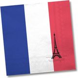 Merkloos Feestelijke servetten - 100x - Frankrijk thema - 3 laags - 33 x 33 cm - Griekse vlag