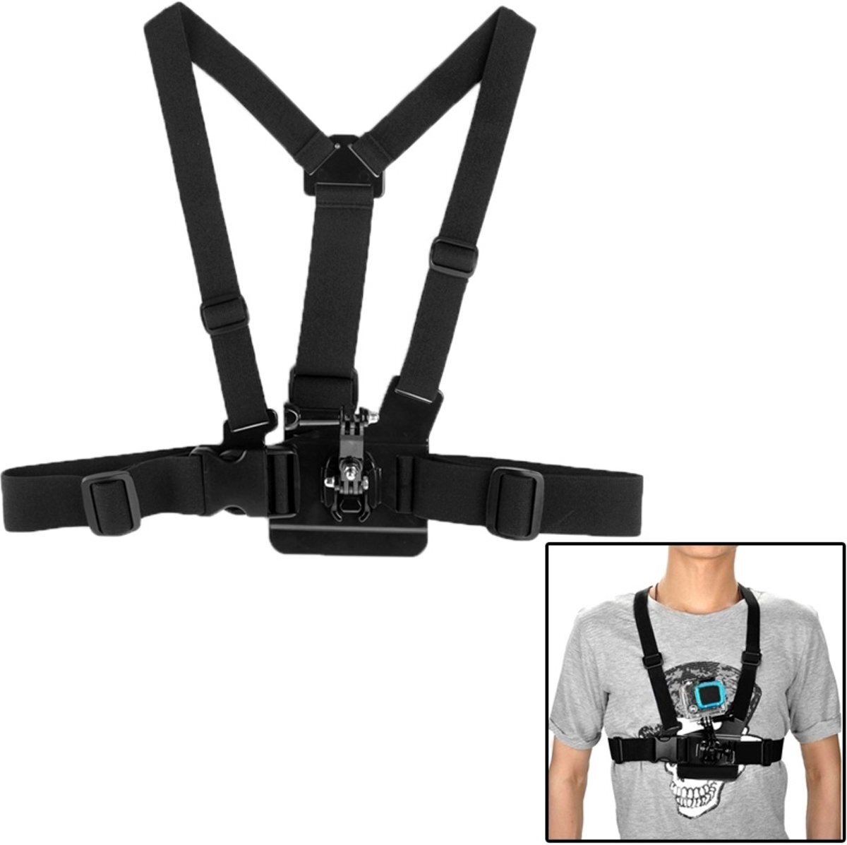 - GoPro borstband geschikt voor GoPro Hero 4 / 3+ / 3 / 2 / 1 zwart