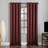 Sun Zero Nordic 2-Pack Theater Grade Geluidsreducerende Extreme 100% Verduisterende Doorvoertule Gordijn Paneel Paar, 52" x 54, Wijnrood