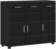 vidaXL Dressoir FLORIN 88,5 x 30,5 x 73 cm Zwart Bewerkt hout
