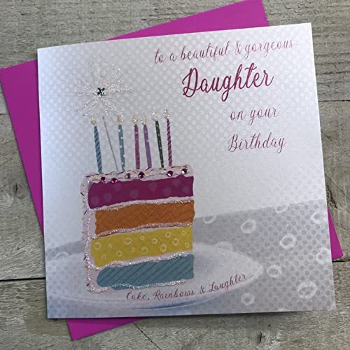 WHITE COTTON CARDS White Cotton Cards Pink Cupcake "Happy Birthday To A Gorgeous Daughter", handgemaakt, wit