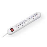 Bachmann SMART stekkerdoos 6x geaard contact, met schakelaar, wit, 1,5 m
