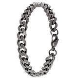 Lucardi Heren Armband gourmetschakel mat - Staal - Armband - Vaderdag Cadeautje - 21 cm - Zilverkleurig