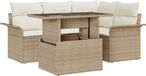 vidaXL Tuinbank Set Beige Polyrattan