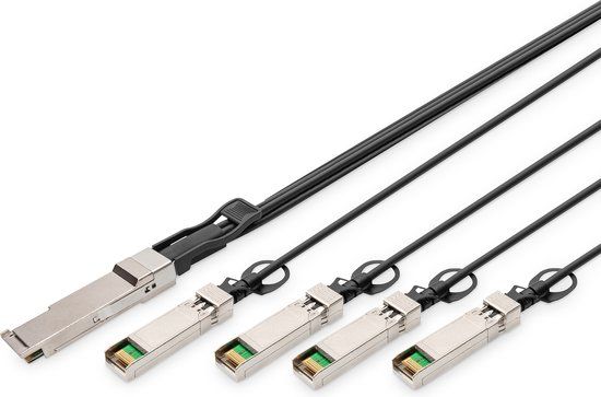 Digitus Glasvezel kabel 1 meter QSFP+ 4x SFP+ Zwart