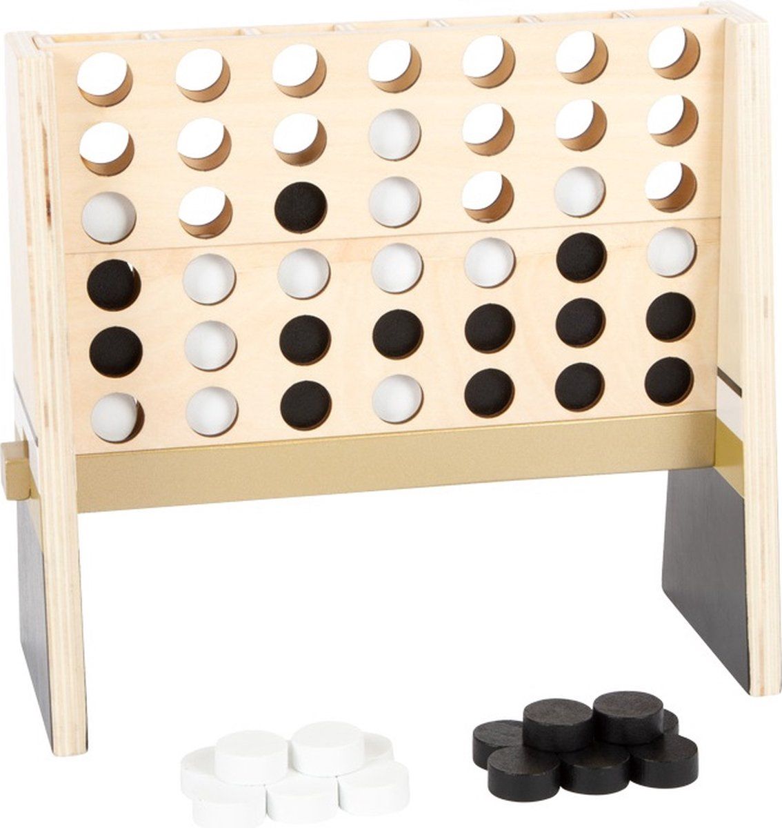 Small Foot 12219 Vier-in-een-rij "Gold Edition" - Houten spel met magneten - Vanaf 5 jaar