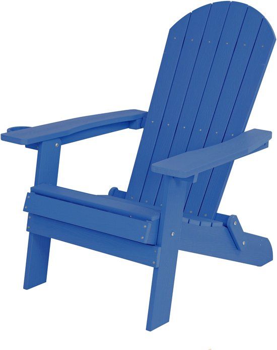 AXI Claire Adirondack Stoel Blauw - Kunststof Loungestoel met Armleuningen - Opklapbaar - Hoge Rugleuning - Tuinstoel - 84,5 x 77 x 95,5 cm - Duurzaam & Weerbestendig