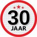 Bellatio Decorations 30 jaar leeftijd sticker - rond - Dia 15 cm - 30 jaar verjaardag - jubileum - leeftijd versiering