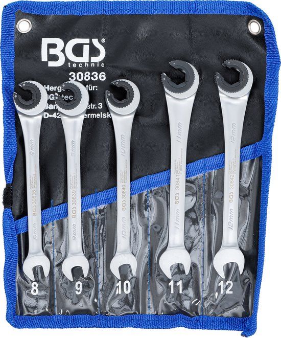 BGS 30836 Ratelring-steeksleutelset - open - 5-dlg.