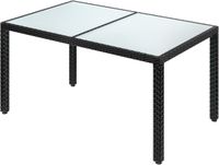 Casaria Tuintafel Polyrattan 150x90x75cm Glas Zwart