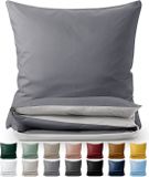 Blumtal Housse de couette Bicolore - Linge de lit de luxe - 200 x 200 cm - 2 x taie d'oreiller 40 x 80 cm - Gris et Gris clair