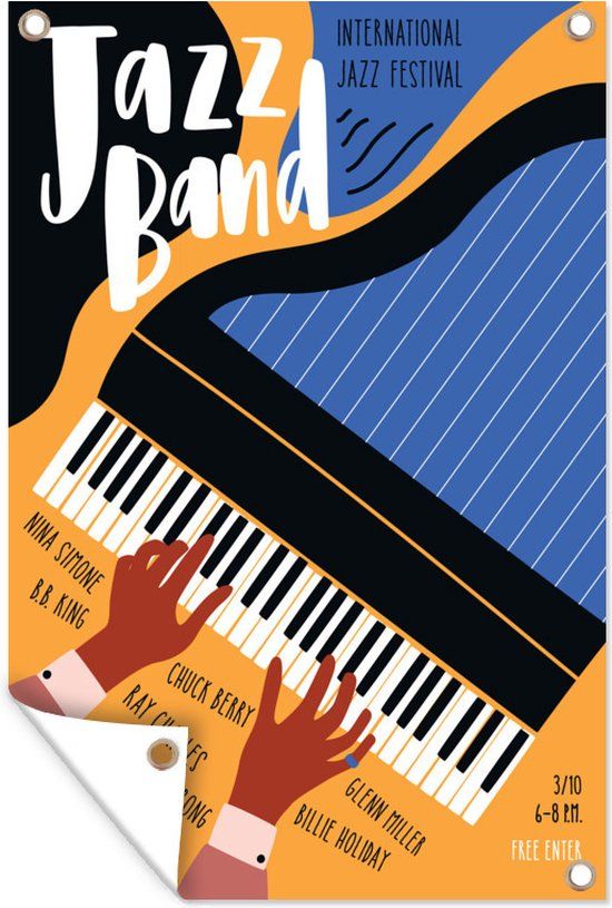 GreatGardenPosters Tuinposter - Jazz band - Piano - Muziek - 80x120 cm - Tuin