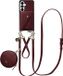 AVY Leren Hoesje geschikt voor Samsung Galaxy S26 | Met Koord, Wallet en Pouch | Compatibel met MagSafe | Leather Case met 30CM & 130CM Koord | Leather Set | Burgundy