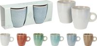 Excellent Houseware Koopman Mok Aardewerk 200 ml Set van 2 Stuks Assorti