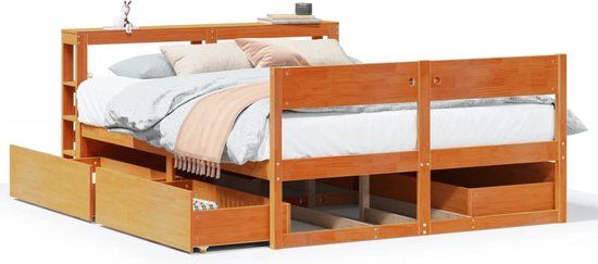 VidaXL Bedframe Massief Grenenhout Wasbruin 120x190 cm
