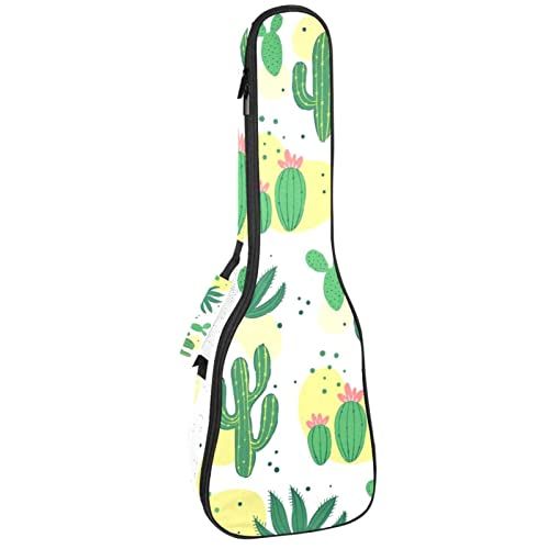 Mersov Tenor Ukulele Gigbag Waterdichte Ukelele Case Gewatteerde Rugzak, Handgetekende groene cactus planten