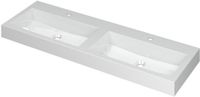 Wastafel INK Momento Dubbele Wastafel 140cm Glans Wit Polystone met 2 Kraangaten
