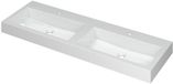 Wastafel INK Momento Dubbele Wastafel 140cm Glans Wit Polystone met 2 Kraangaten
