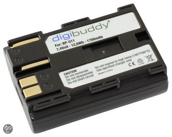 Digibuddy accu Canon BP-511 o.a. voor Canon EOS 5D/50D/10D/20D/20Da/30D/40D/300D/D10/D30D60