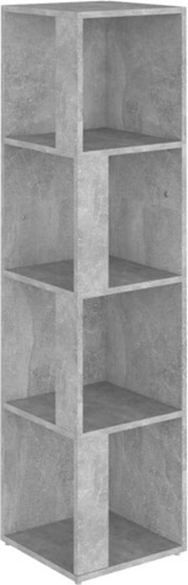 vidaXL Hoekkast - 33x33x132 cm - Spaanplaat - Betongrijs