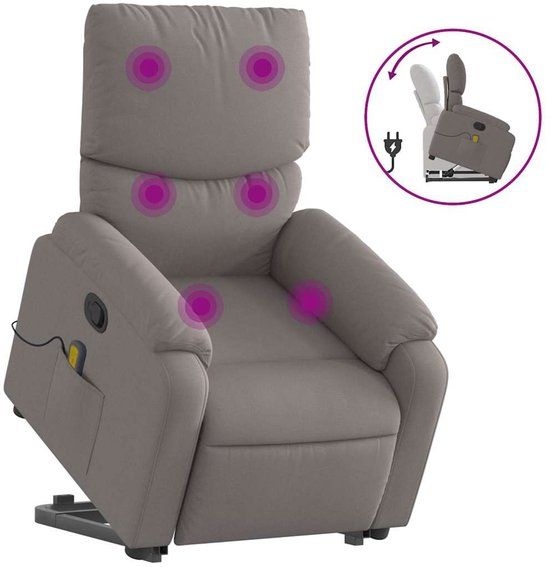 vidaXL Sta-op-massagestoel verstelbaar stof taupe