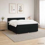 vidaXL Boxspringbed met matras met hoofdeinde, zwart, 180 x 200 cm, stof