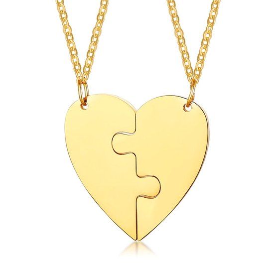LGT JWLS LGT Jewels Vriendschapsketting BFF Hartje Edelstaal Goudkleurig