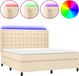 vidaXL Boxspringbed met matras en LED-verlichting, crème kleur, 180x200 cm, gestoffeerd
