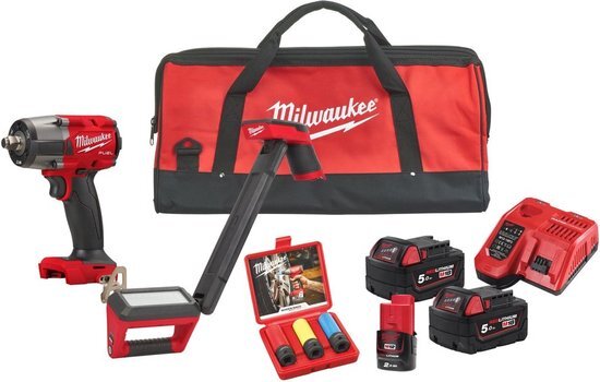 Milwaukee M18 FPP2BH-523B Powerpack M18 FMTIW2F12 18V + M12 UCL 12V 2.0 / 5.0Ah in Gereedschapstas - 4933492523