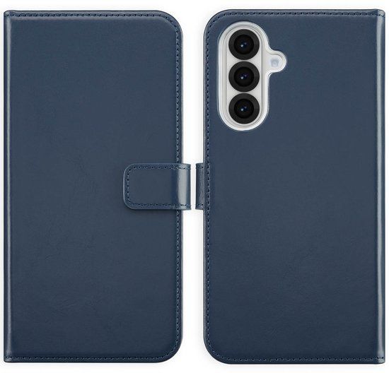 Selencia Echt Leren Bookcase Blauw voor Samsung Galaxy A36 / A56